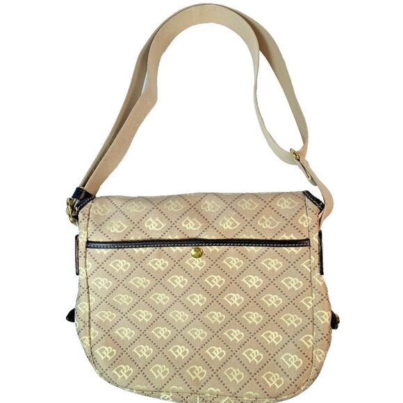Dooney And Bourke Tan Khaki Logo Crossbody Bag Shoulder Purse Sz M Boho Cottage - Picture 2 of 8